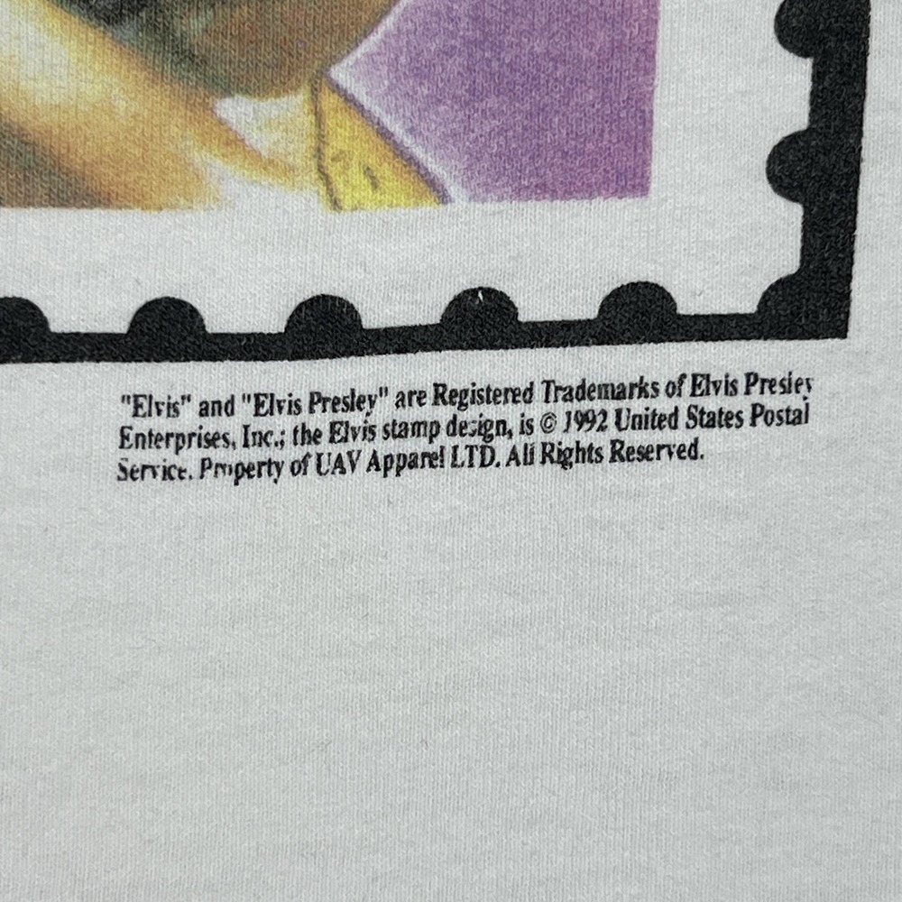 Vintage‎ Elvis Presley Stamp Shirt Mens XL White High Cotton USA 90s Graphic Tee - Picture 8 of 10